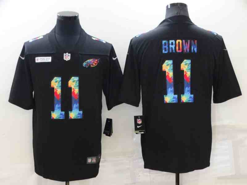 Men's Philadelphia Eagles #11 A.J. Brown Black Rainbow Vapor Limited Jersey