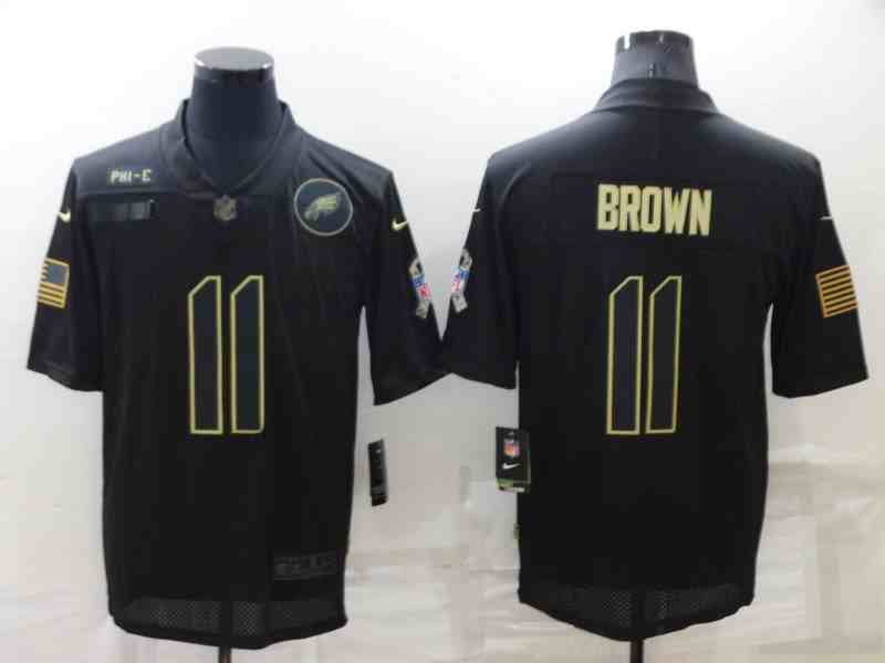 Men's Philadelphia Eagles #11 Carson Wentz Black 2020 Salute To Service Limited Jersey
