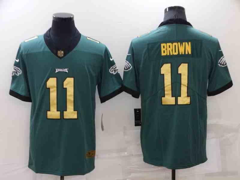 Men's Philadelphia Eagles Carson Wentz #11 green golden number Limited Jersey