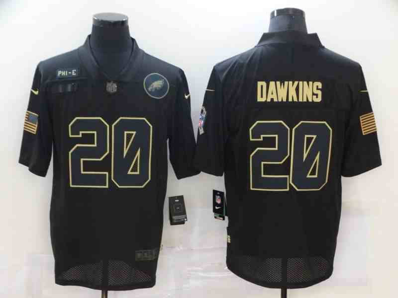 Men's Philadelphia Eagles #20 Brian Dawkins Black 2020 Salute To Service Limited Jersey