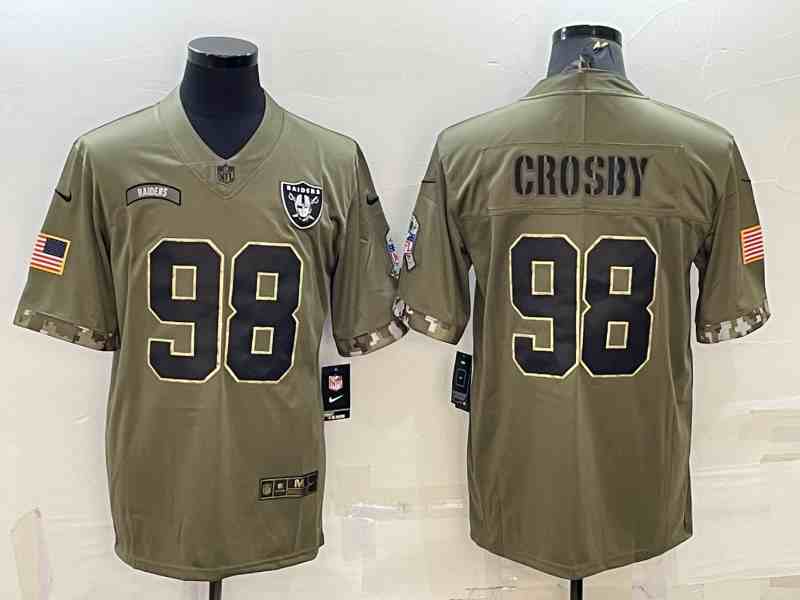 Men's Las Vegas Raiders #98 Maxx Crosby 2022 Olive Salute To Service Limited Stitched Jersey
