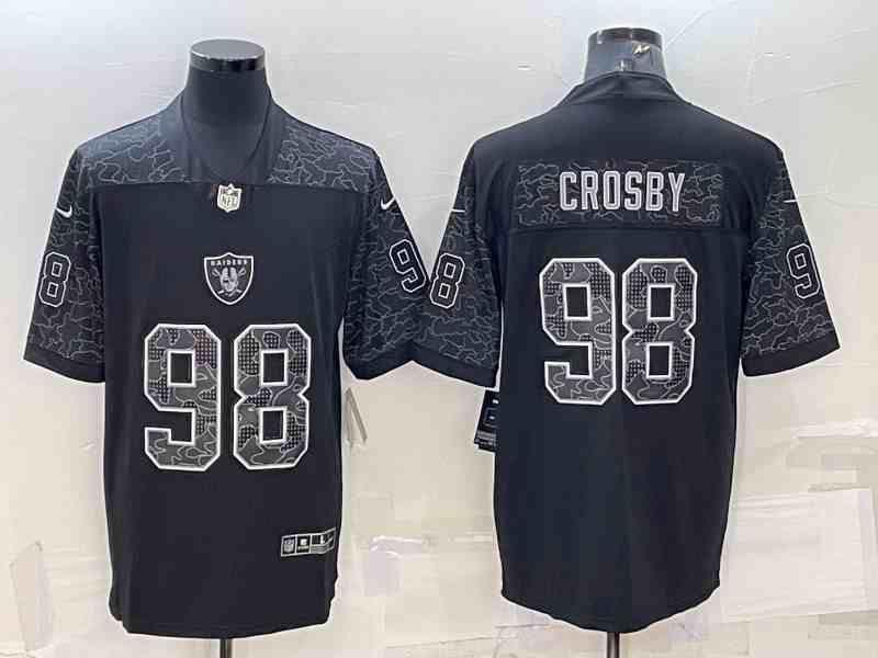 Men's Las Vegas Raiders #98 Maxx Crosby Black Reflective Limited Stitched Football Jersey (2)