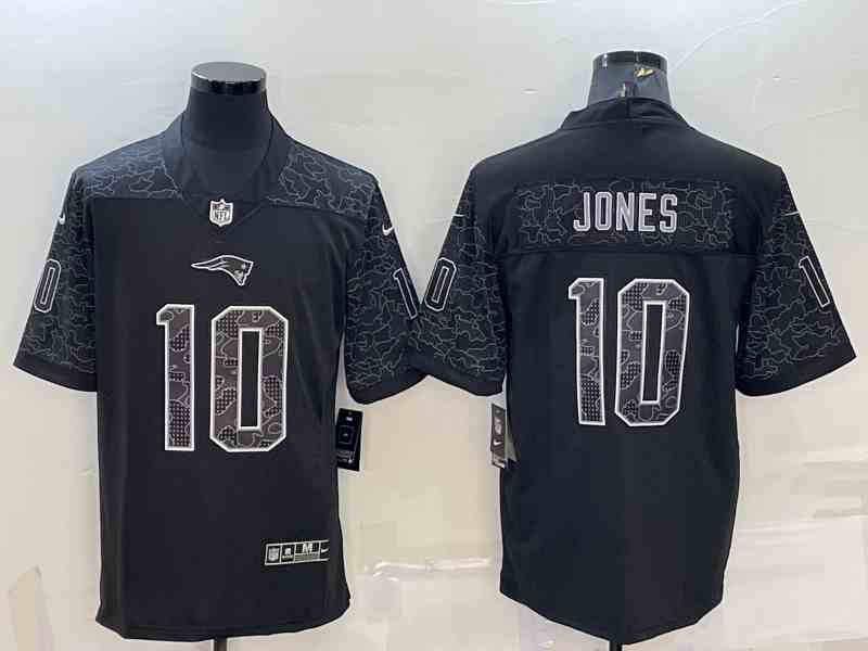 Men's New England Patriots #10 Mac Jones Black Reflective Limited Stitched Football Jersey