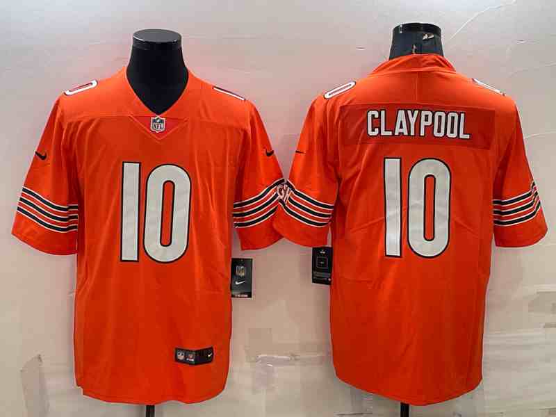 Men Chicago Bears #10 Chase Claypool Orange Vapor Untouchable Limited Stitched Football Jersey