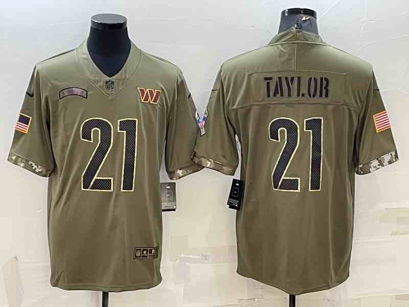 Men's Washington Commanders #21 Sean Taylor 2022 Olive Salute To Service Limited Stitched Jersey