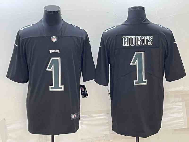 Men's Philadelphia Eagles #1 Jalen Hurts Black Stitched Game Jersey