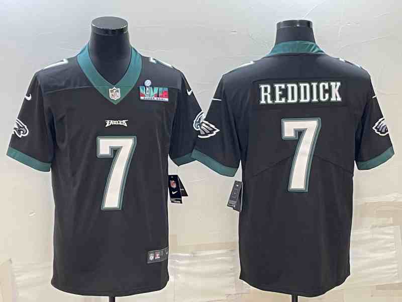 Men's Philadelphia Eagles #7 Haason Reddick Black Super Bowl LVII Patch Vapor Untouchable Limited Stitched Jersey