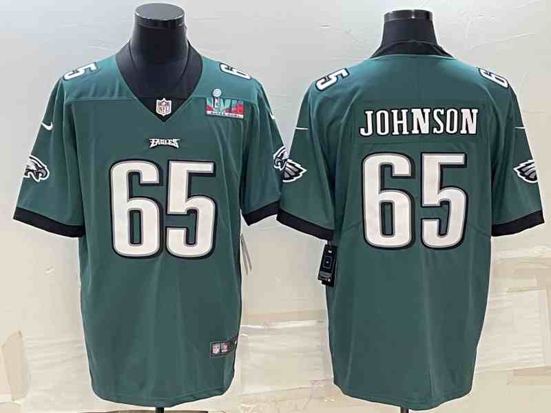 Men's Philadelphia Eagles #65 Lane Johnson Green Super Bowl LVII Patch Vapor Untouchable Limited Stitched Jersey