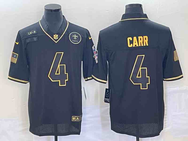 Men's New Orleans Saints #4 Derek Carr  Black Gold 2020 Salute To Service Limited Jersey
