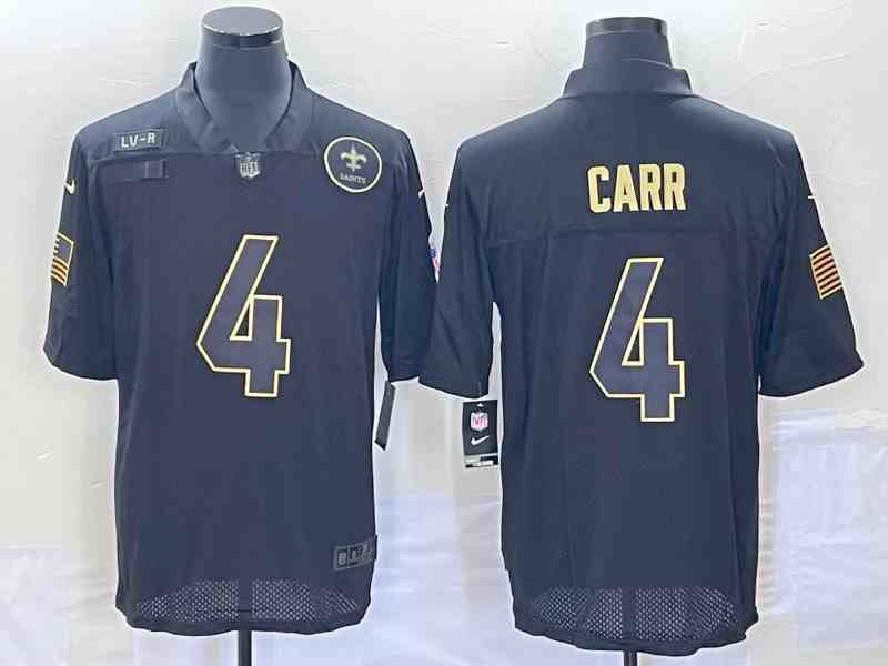 Men's New Orleans Saints #4 Derek Carr Black 2020 Salute To Service Limited Jersey