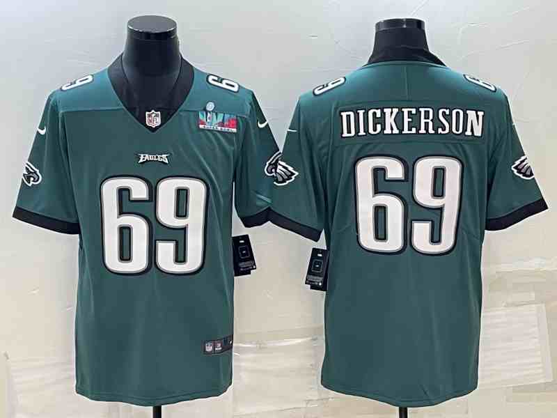 Men's Philadelphia Eagles #69 Landon Dickerson Green Super Bowl LVII Patch Vapor Untouchable Limited Stitched Jersey