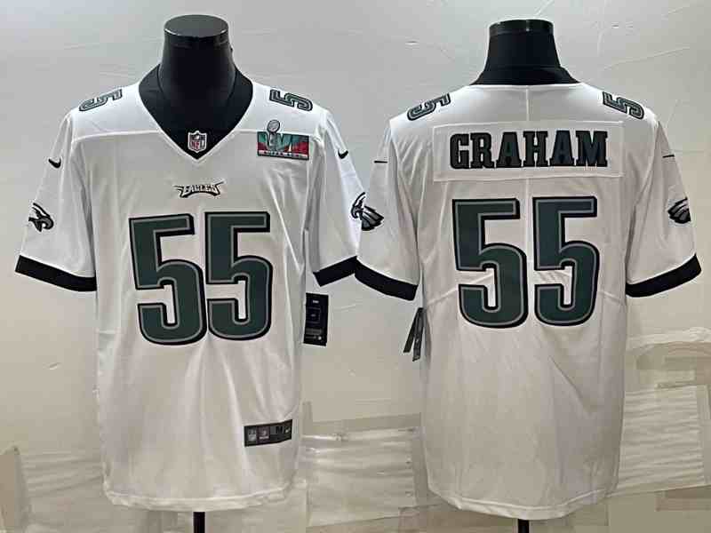 Men's Philadelphia Eagles #55 Brandon Graham White Super Bowl LVII Patch Vapor Untouchable Limited Stitched Football Jersey