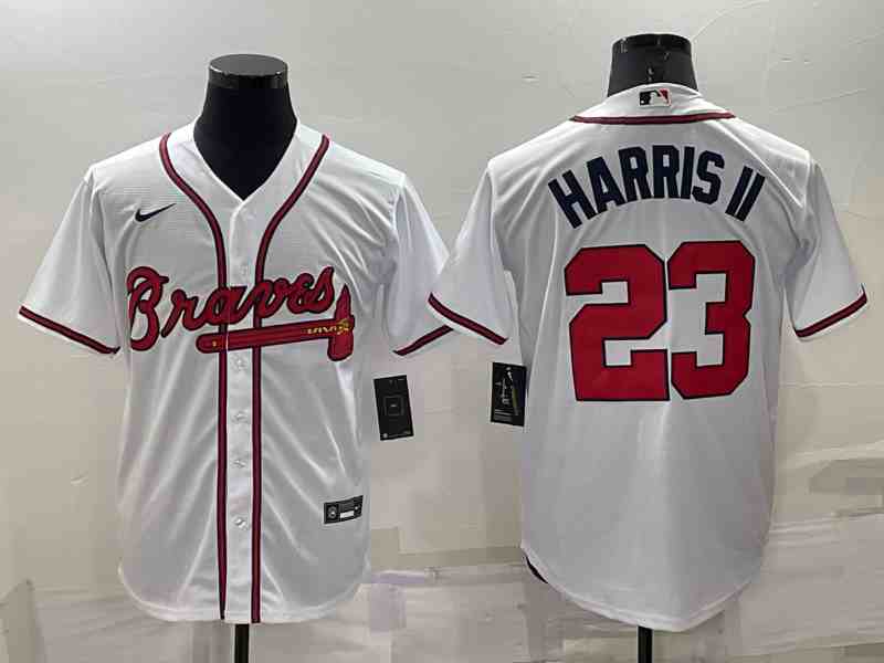 Men's Atlanta Braves #23 Michael Harris II White Cool Base Stitched Baseball Jersey