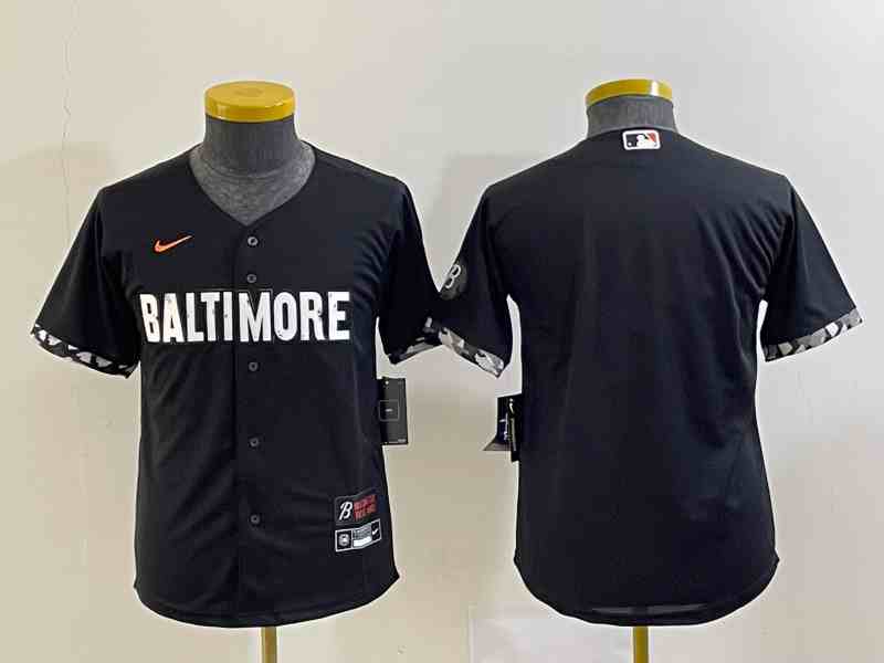 Youth Baltimore Orioles Blank Black 2023 City Connect Cool Base Stitched Jersey