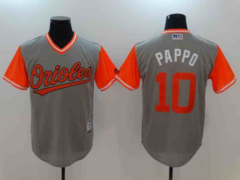 Men's Baltimore Orioles Jersey Adam Jones Pappo #10 MLB Nickname Edition Gray.