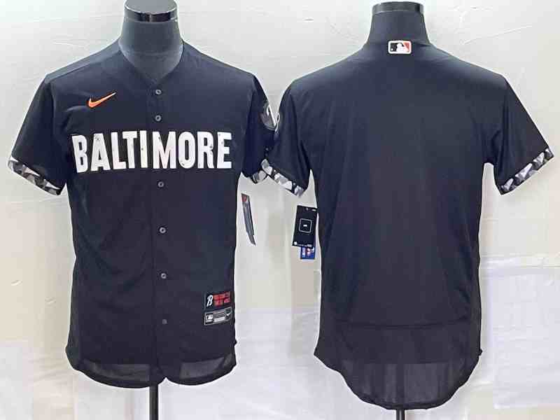 Men's Baltimore Orioles Blank Black 2023 City Connect Flex Base Stitched Jersey