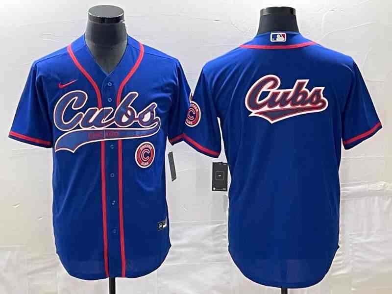 Men's Chicago Cubs Royal Team Big Logo Cool Base Stitched Jersey