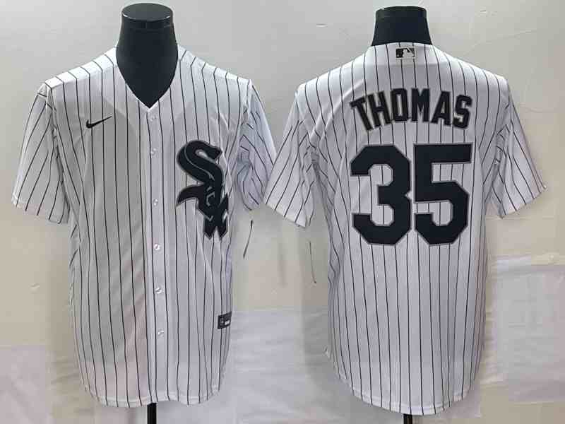 Men's Chicago White Sox #35 Frank Thomas White Cool Base Stitched Jersey