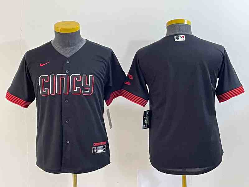 Youth Cincinnati Reds Blank Black 2023 City Connect Stitched Baseball Jersey