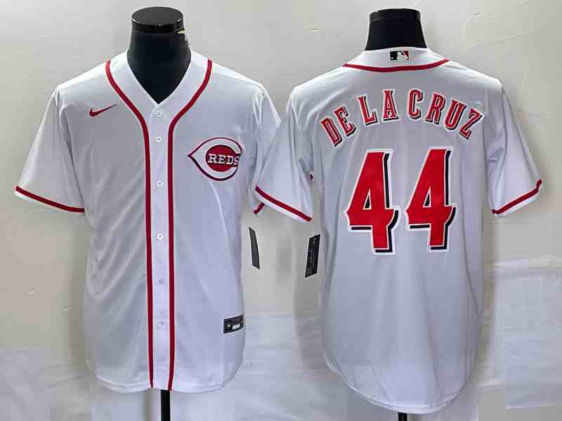 Men's Cincinnati Reds #44 Elly De La Cruz White Cool Base Stitched Baseball Jersey (2)
