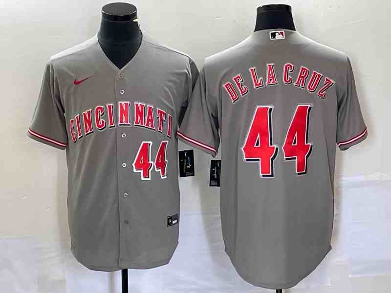 Men's Cincinnati Reds #44 Elly De La Cruz Gray Cool Base Stitched Baseball Jersey2