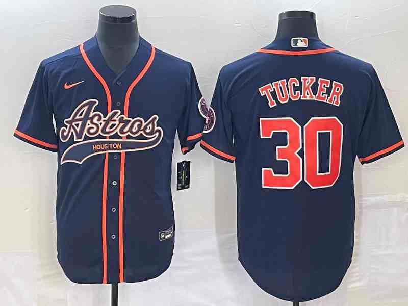 Men's Houston Astros #30 Kyle Tucker Navy Cool Base Stitched Baseball Jersey