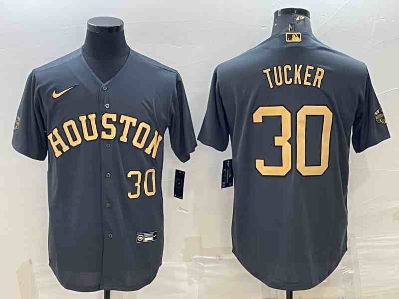 Men's Houston Astros #30  Kyle Tucker Grey 2022 All Star Stitched Cool Base Nike Jersey1