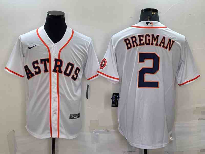 Men's Houston Astros #2 Alex Bregman White With Patch Stitched MLB Cool Base Nike Jersey