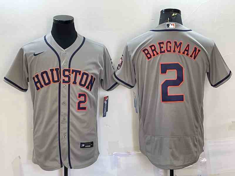 Men's Houston Astros #2 Alex Bregman Grey With Patch Stitched MLB Cool Base Nike Jersey4