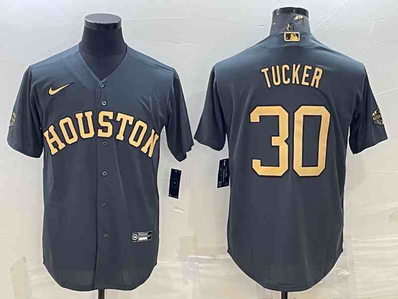 Men's Houston Astros #30  Kyle Tucker Grey 2022 All Star Stitched Cool Base Nike Jersey
