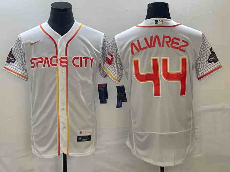 Men's Houston Astros #44 Yordan Alvarez Number White 2023 City Connect Flex Base Stitched Jersey2