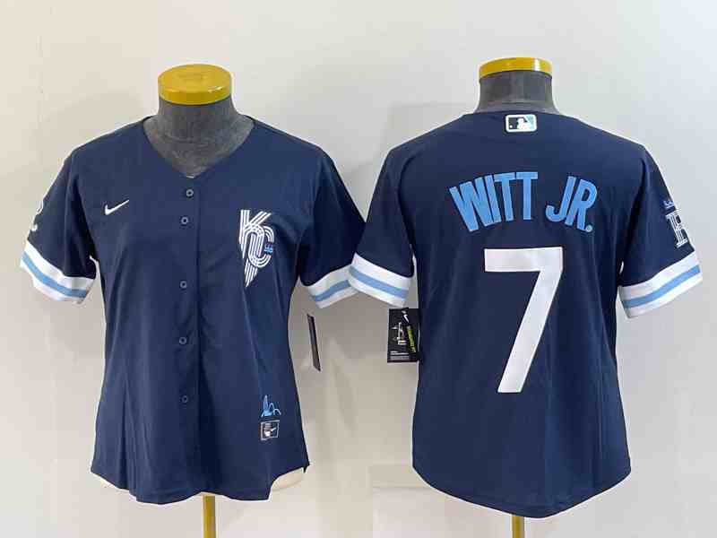 Women's Kansas City Royals #7Bobby Witt Jr  2022 Navy City Connect Cool Base Jersey