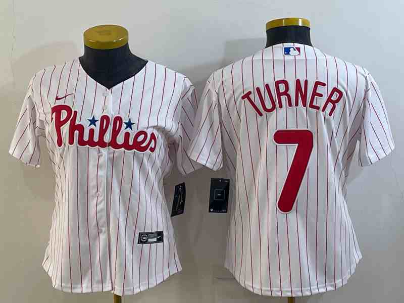 Women's Philadelphia Phillies #7 Trea Turner White Stitched Baseball Jersey
