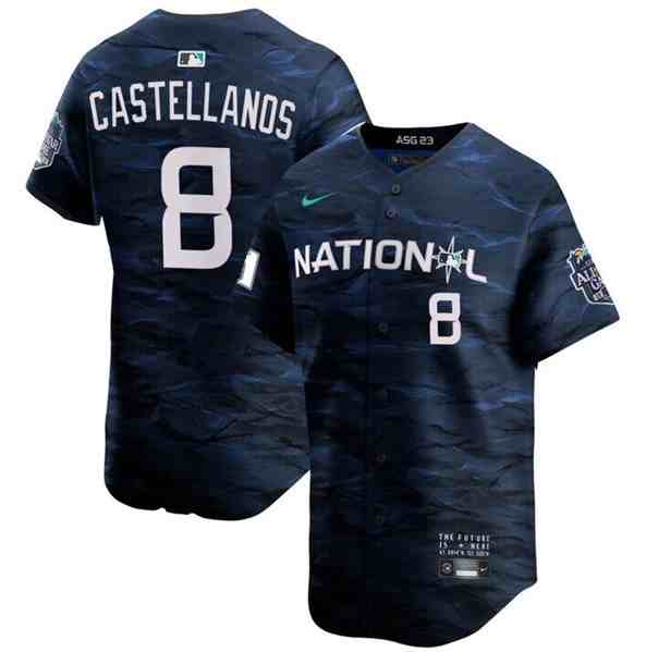 Men's Philadelphia Phillies #8 Nick Castellanos Royal 2023 All-Star Cool Base Stitched Jersey