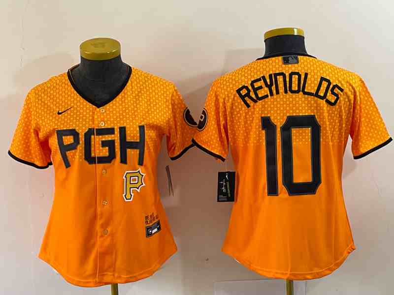 Women's Pittsburgh Pirates #10 Bryan Reynolds Yellowd 2023 City Connect Stitched Jersey 1