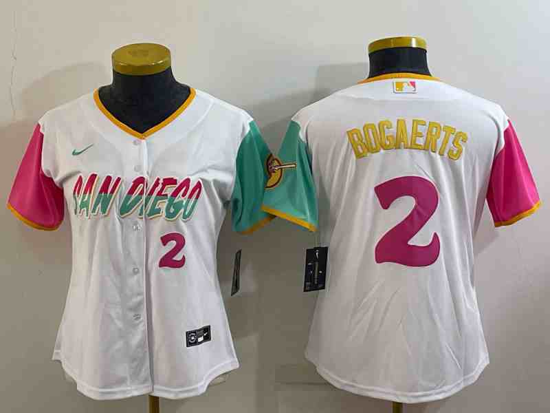 Youth San Diego Padres #2 Xander Bogaerts Number White 2022 City Connect Cool Base Stitched Jersey