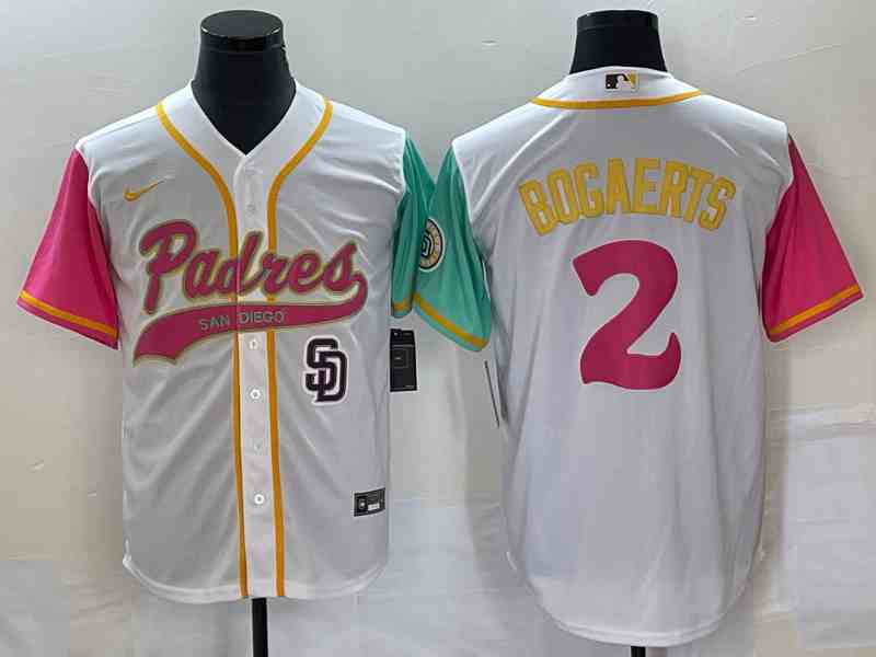 Men's San Diego Padres #2 Xander Bogaerts White NEW 2023 City Connect Cool Base Stitched Jersey (2)