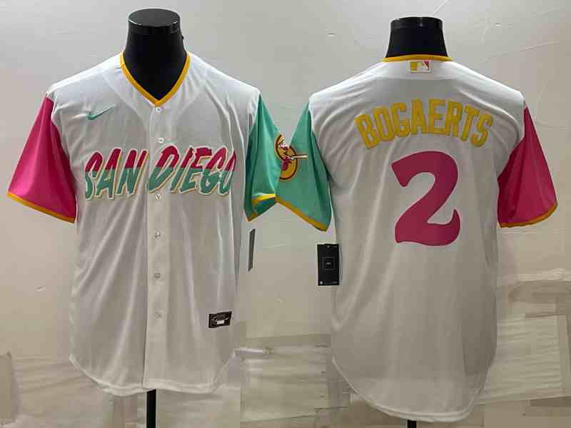 Men's San Diego Padres #2 Xander Bogaerts White 2022 City Connect Cool Base Stitched Jersey