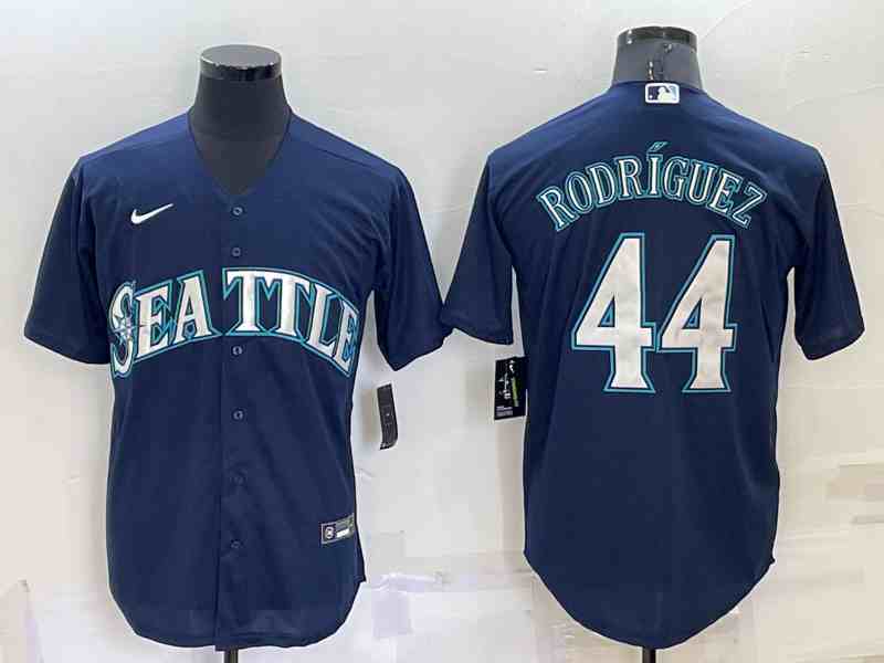 Men's Seattle Mariners #44 Julio Rodriguez Navy Blue Stitched MLB Cool Base Nike Jersey