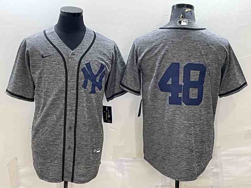 Men's New York Yankees #48 Anthony Rizzo Grey Gridiron Cool Base Stitched Jersey