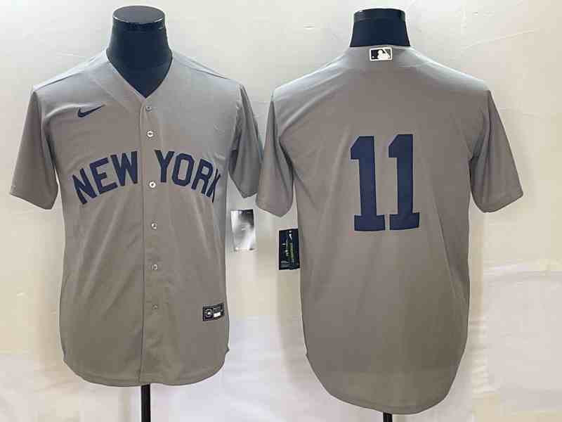 Men's New York Yankees #11 Anthony Volpe 2021 Grey Field of Dreams Cool Base Stitched Baseball Jersey