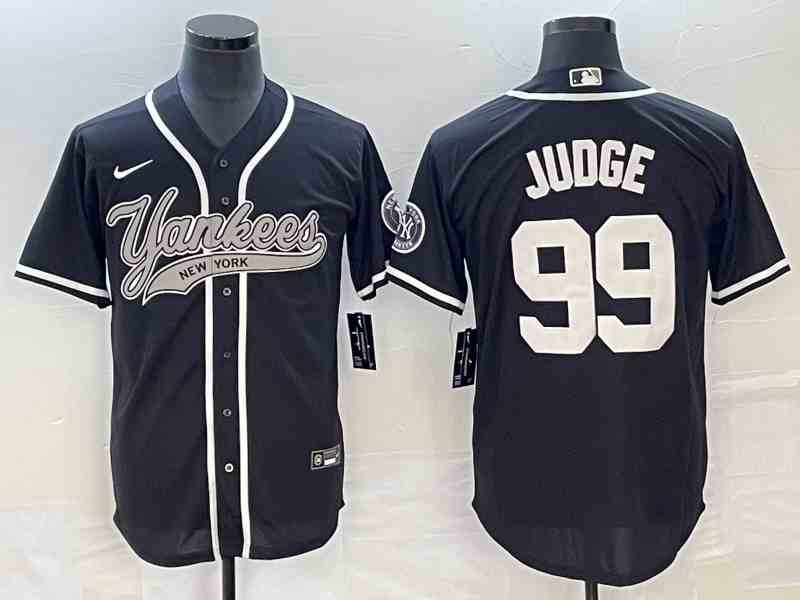 Men's New York Yankees #99 Aaron Judge Black With Patch Cool Base Stitched Baseball Jersey2