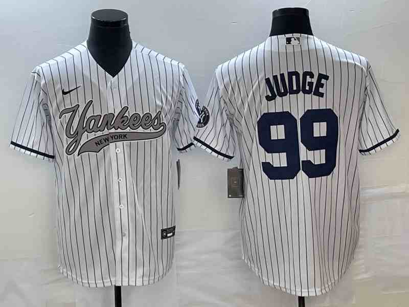Men's New York Yankees #99 Aaron Judge White With Patch Cool Base Stitched Baseball Jersey1