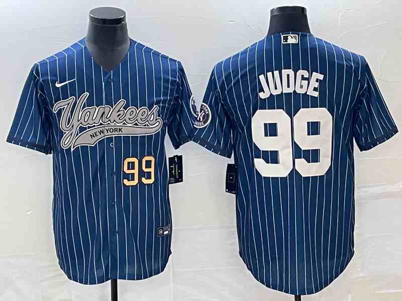 Men's New York Yankees #99 Aaron Judge Navy With Patch Cool Base Stitched Baseball Jersey2