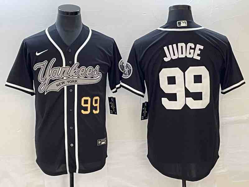 Men's New York Yankees #99 Aaron Judge Black With Patch Cool Base Stitched Baseball Jersey1