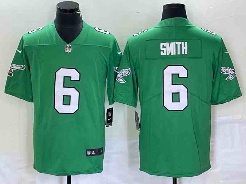 Men's Philadelphia Eagles #6 DeVonta Smith Green Vapor Limited Throwback Jersey
