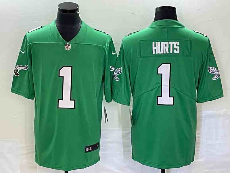 Men's Philadelphia Eagles #1 Jalen Hurts Limited Green Vapor Jersey