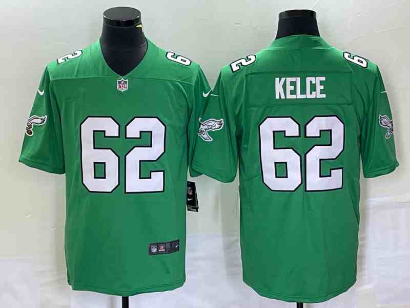 Men's Philadelphia Eagles #62 Jason Kelce Green Vapor Limited Throwback Jersey