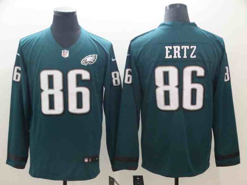Men's Philadelphia Eagles 86 Zach Ertz Green Therma Long Sleeve Limited Jersey