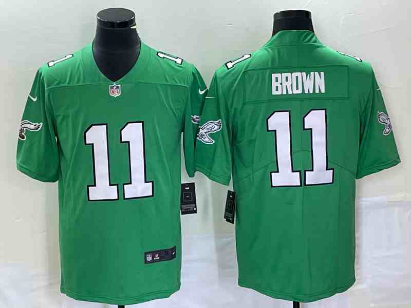 Men's Philadelphia Eagles #11 AJ Brown Green Vapor Limited Throwback Jersey